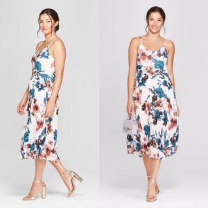 A New Day Floral Midi Slip Dress Easter Spring Summer White Medium M